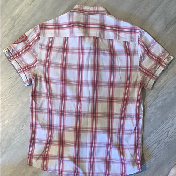 Guess Red and White Casual Button Down Shirt - Picture 5 of 5